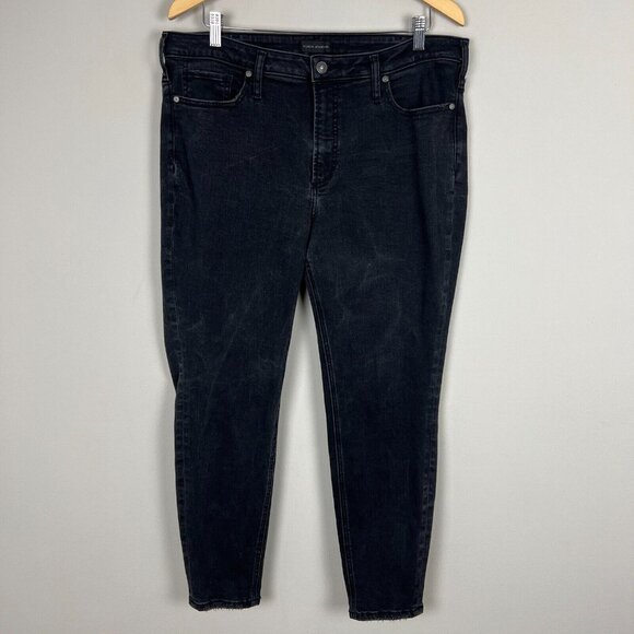 Silver Jeans Womens 16 Charcoal Black High Note Skinny Stretch Denim Ankle 36x26 - Picture 1 of 13